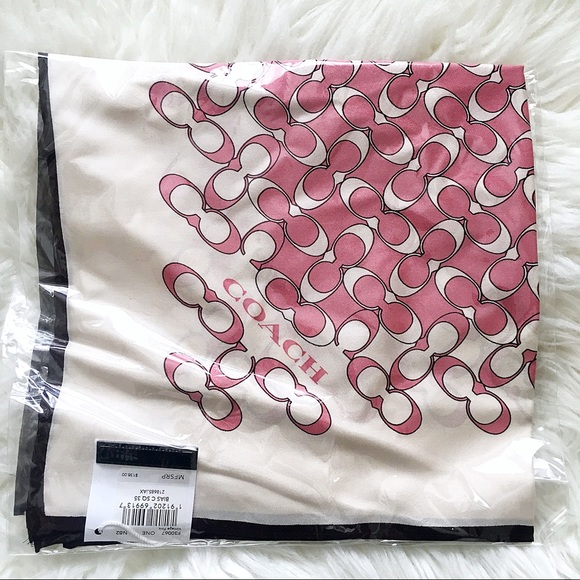 Coach LARGE Signature Bias Large Silk Scarf Vintage Pink - Picture 4 of 5